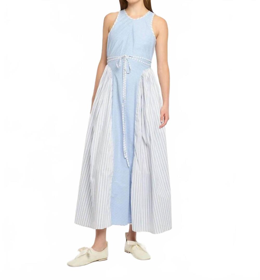 NEW CINQ A SEPT emin stripe dress in cornflower/white